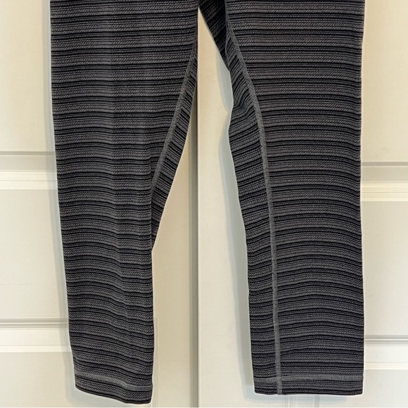 Lululemon Wunder Under 4 Crop Textured Stripe Slate Leggings Grey Coal Yoga - Picture 4 of 16
